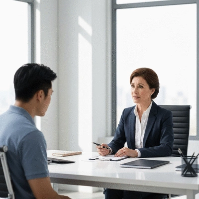 Family lawyer consulting with a parent about child custody documents, in a professional and empathetic setting