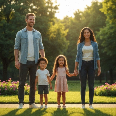 Diverse family holding hands, symbolizing protection and unity