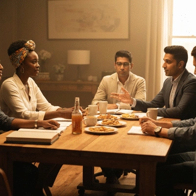 Couple reviewing legal documents with a family lawyer in a bright office
